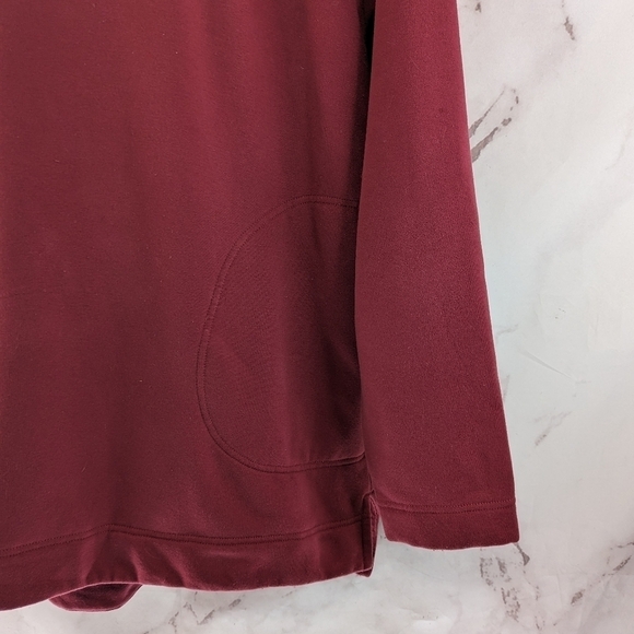 Athleta Sweatshirt Womens Small Red Retroplush Hoodie Decadent Tunic Quarter Zip - Picture 4 of 12